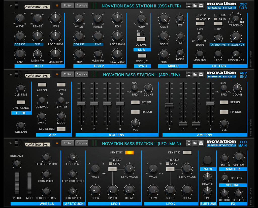 Novation Bass Station II editor Reason Combinator